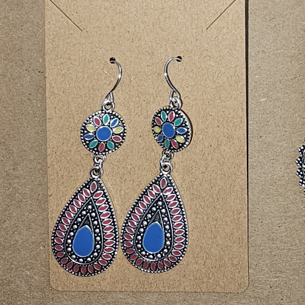Boho multi colored dangle earrings